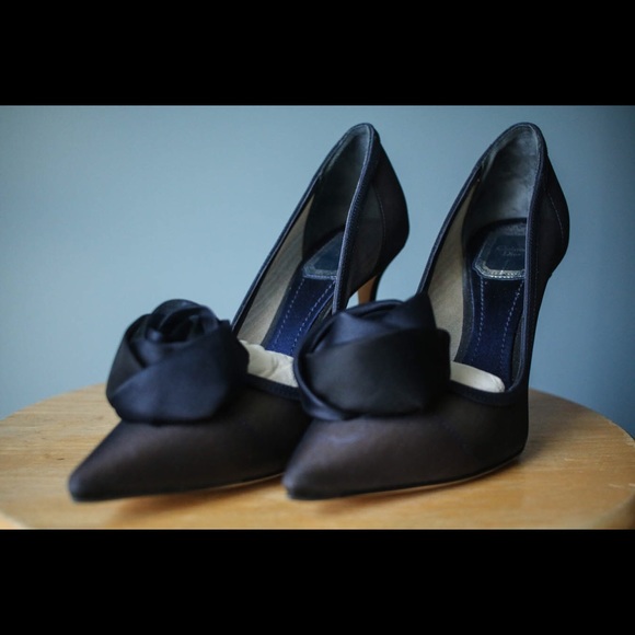 Blue Dior Midnight Garden Rhinestone Rose Pumps - Picture 2 of 8